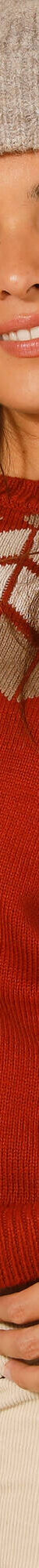 Pull col rond jacquard, toucher cachemire (orange / écru) Pull col rond jacquard, toucher cachemire (orange / écru)